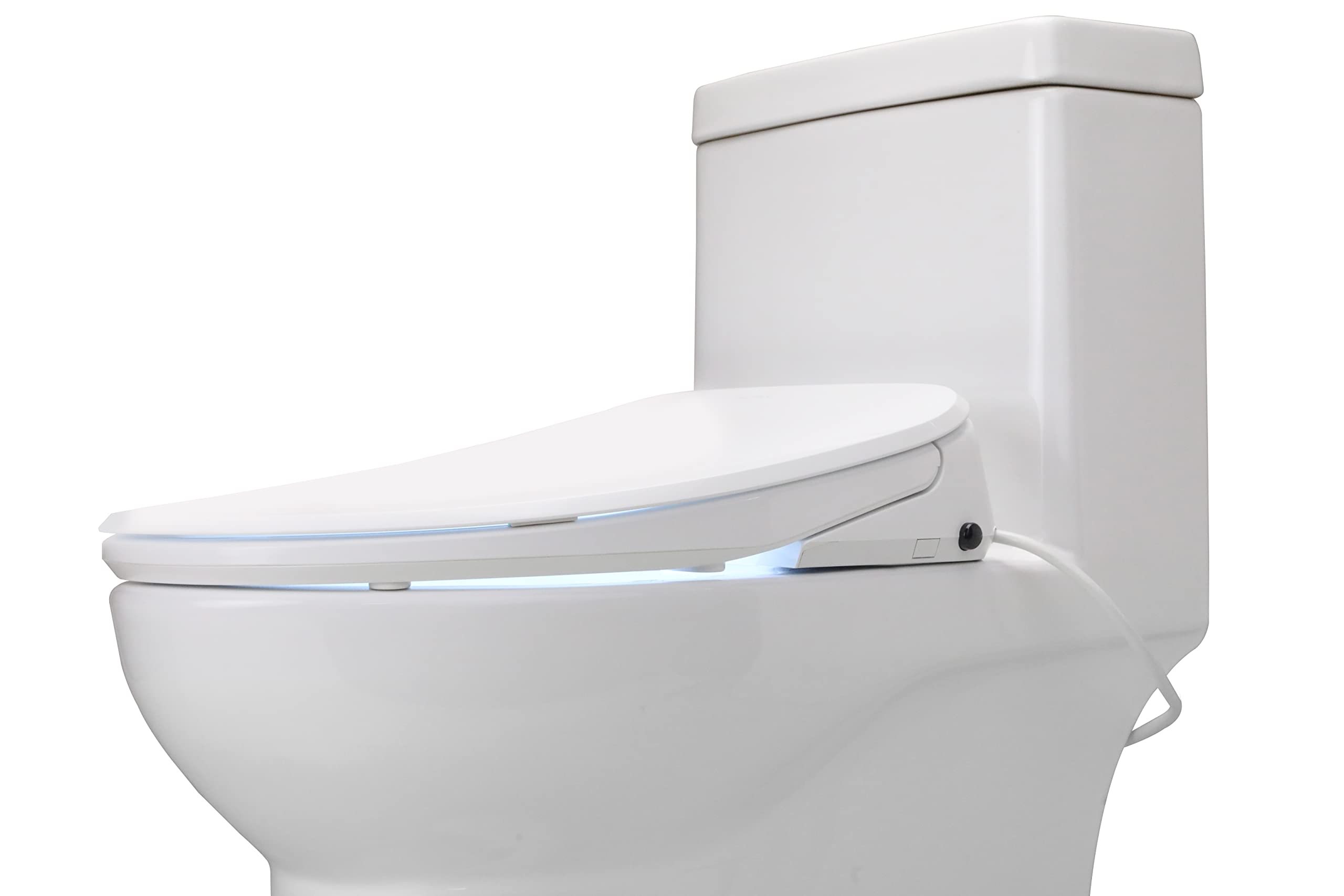 ALPHA BIDET UX Pearl Bidet Toilet Seat in Elongated White | Ultra Low Profile | Endless Warm Water | Arced Stainless Steel Nozzle | LED Nightlight | Dryer | Deodorizer | 3 Year Warranty