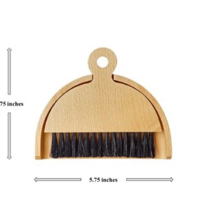 Eco-Friendly Wooden Bamboo Hand Brush and Dustpan Multi-Purpose Set Ideal for WFH Workstation, Home, Kitchen, Dining Table, or as a Gift (Gentle and Long-Lasting Bristles)