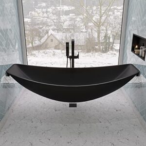 alfi brand hammocktub1-bm black matte 79" acrylic suspended wall mounted hammock bathtub