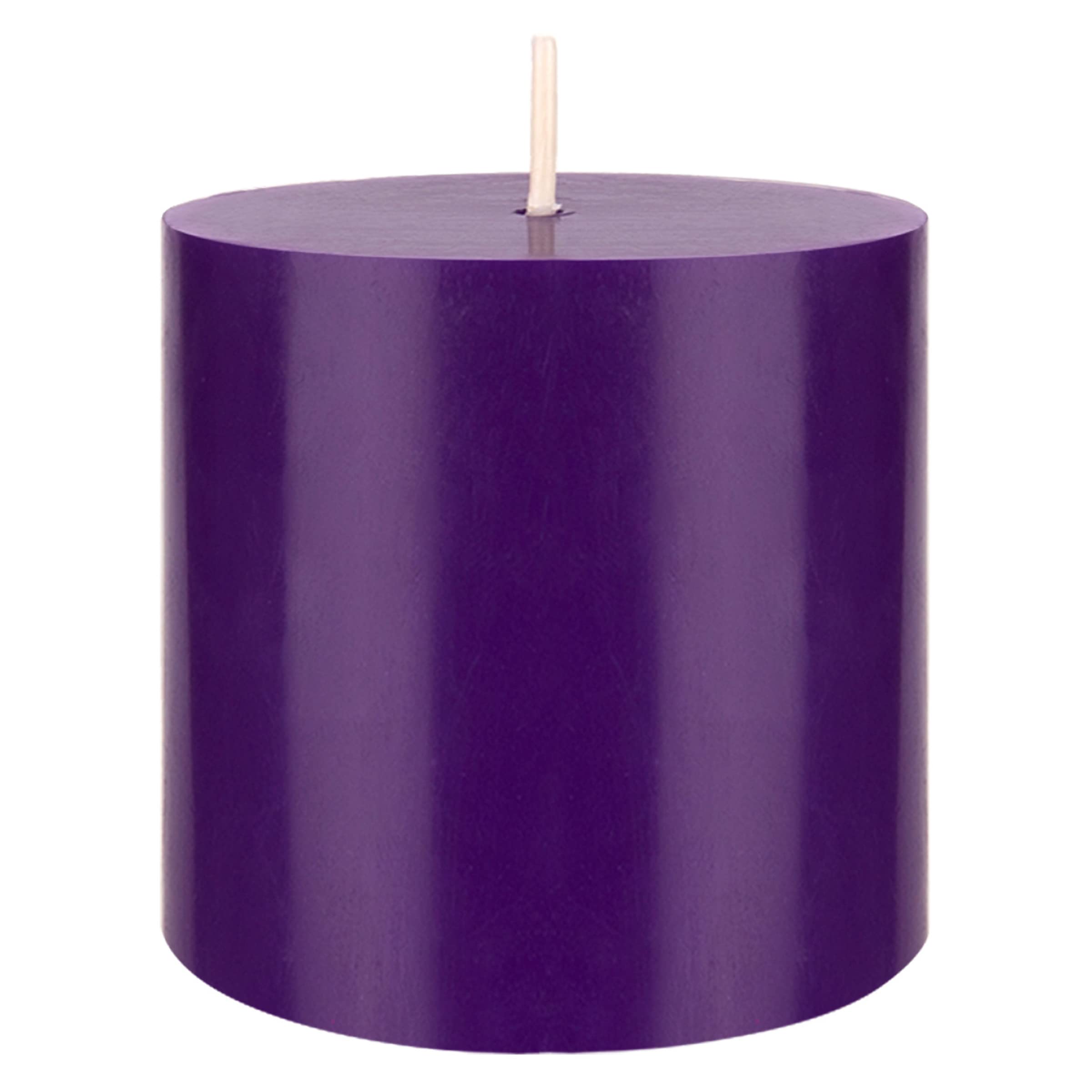 SRG 1 pc Unscented Purple Round Pillar Candle, Hand Poured Premium Wax Candles 3 Inch x 3 Inch, Home Décor, Wedding Receptions, Baby Showers, Birthdays, Celebrations, Party Favors & More