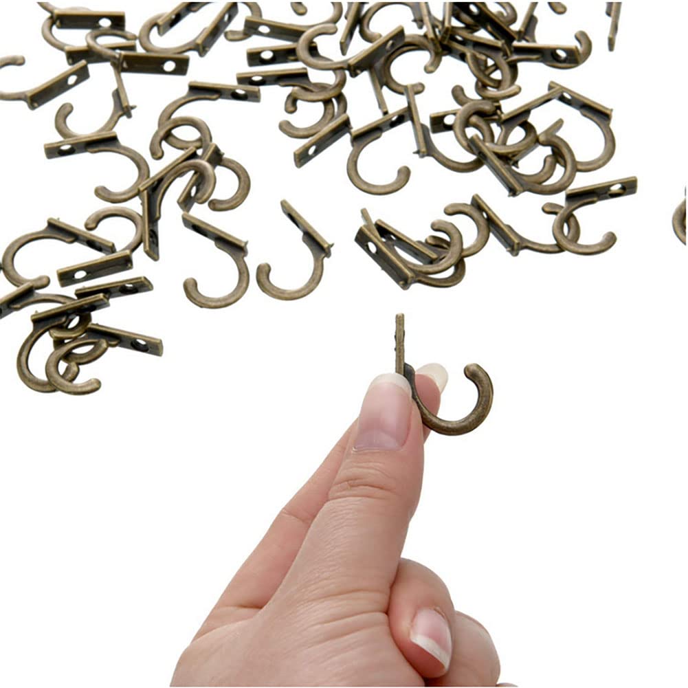 10 Pieces Zinc Alloy Antique Wall Mounted Delicate Small Hooks with Screws for Home Hanging Keys Hanging Towel Hanging Hat Coat Kitchen Supplies etc (Bronze)