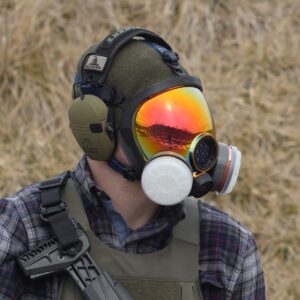 PD-101 Inferno Red Mirrored Full Face Organic Vapor & Particulate Respirator - Dual Activated Charcoal Filtration - Full Face Eye Protection Mask