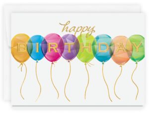 the gallery collection, 1 count card pack, birthday card with foil lined envelope (prismatic birthday balloons)