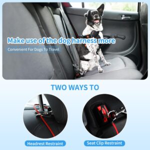 Mi Metty Dog Seat Belt Harness for Car,2pcs Dog Seatbelt of Coated Wire Leash Safety Restraint,No Chew Tether Cable Vehicle Dog Accessories,Double Clips & Latch (Black, 32 inch/80 CM)