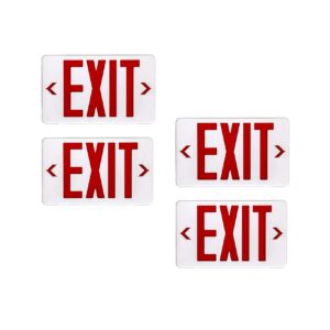 led exit sign emergency light, red lettering with battery backup, led emergency light for commercial or industrial use, ac 120-277v, ul listed, rechargeable (4pack)