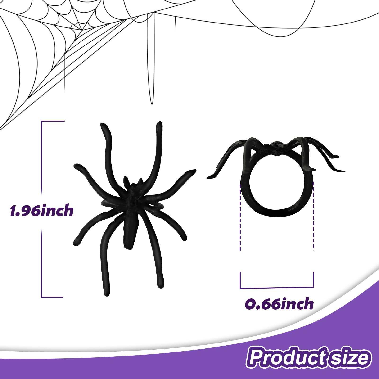 Garma 150 Pieces 1.96" Black Realistic Plastic Spider Rings Bulk, Halloween Rings for Kids, Perfect for Costume Accessories, Halloween Spider Party Favors Supplies, Trick or Treat Toys for Kids Fun