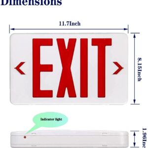 LED Exit Sign Emergency Light, Red Lettering with Battery Backup, LED Emergency Light for Commercial or Industrial Use, AC 120-277V, UL Listed, Rechargeable (4Pack)