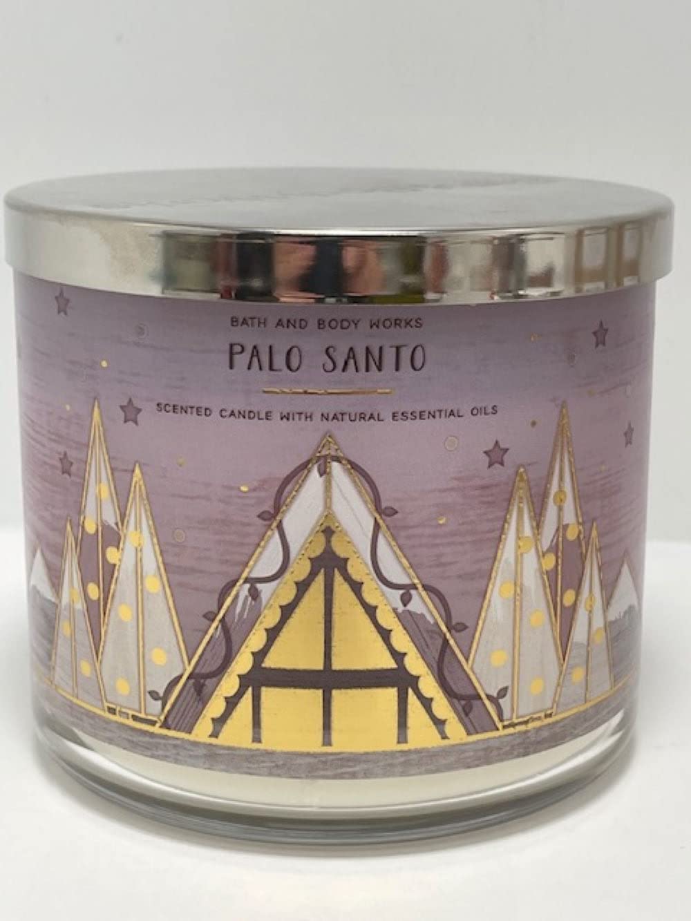 Bath and Body Works White Barn Palo Santo 3 Wick Candle 14.5 Ounce Alpine Chalet Label