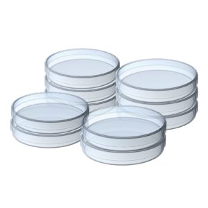 100 packs sterile thick plastic petri dishes with lid, vabiooth 90mm dia x 15mm deep clear 3 vents petri dish for lab science experiment