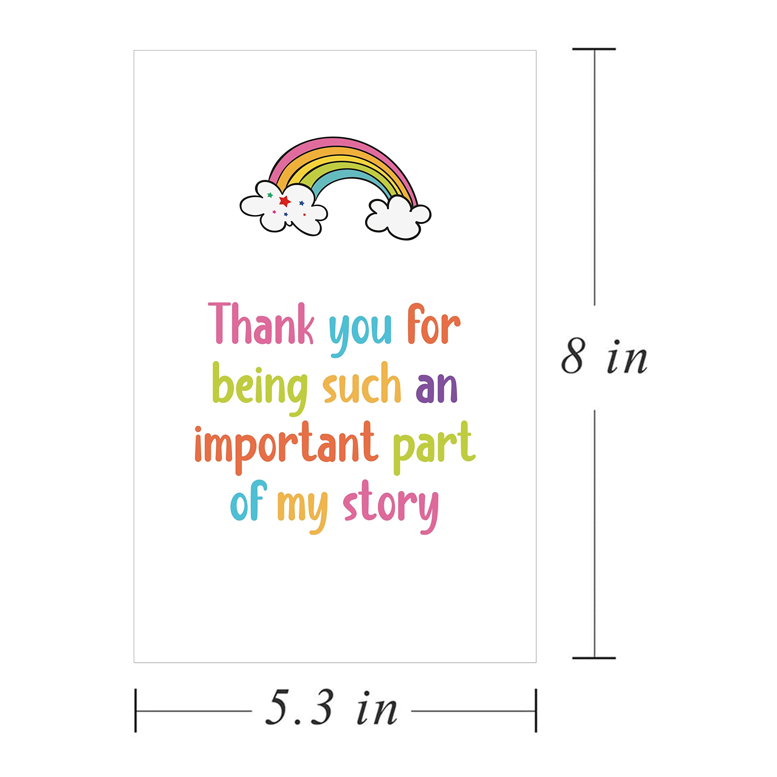 Comting Teacher Thank You Card, Rainbow Teaching Assistant Appreciation Greeting Card, Thank You for Being Such An Important Part of My Story