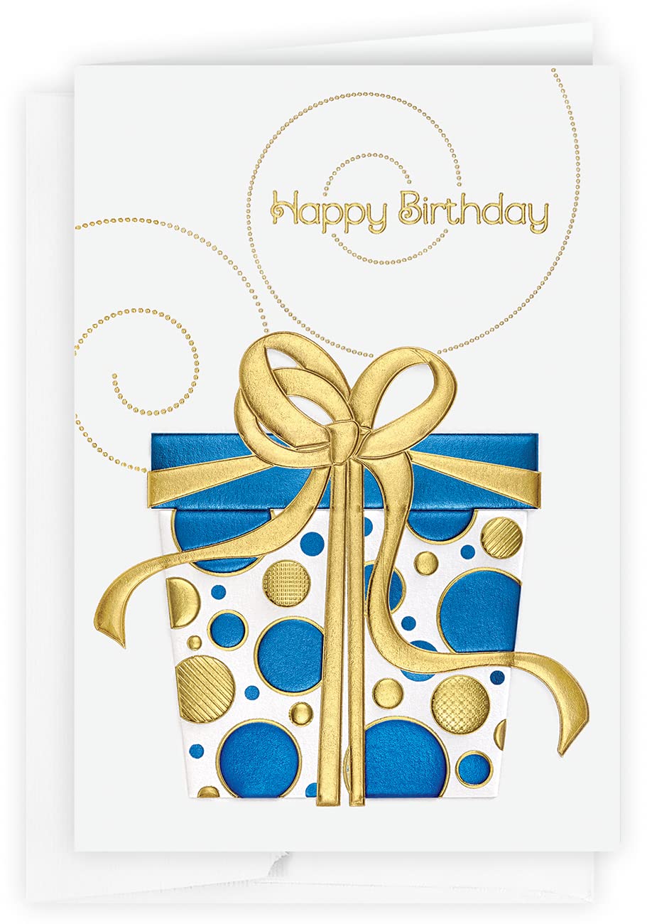 The Gallery Collection, 1 Count Card Pack, Birthday Card with Pearl Lined Envelope (Gold Ribbon Birthday)