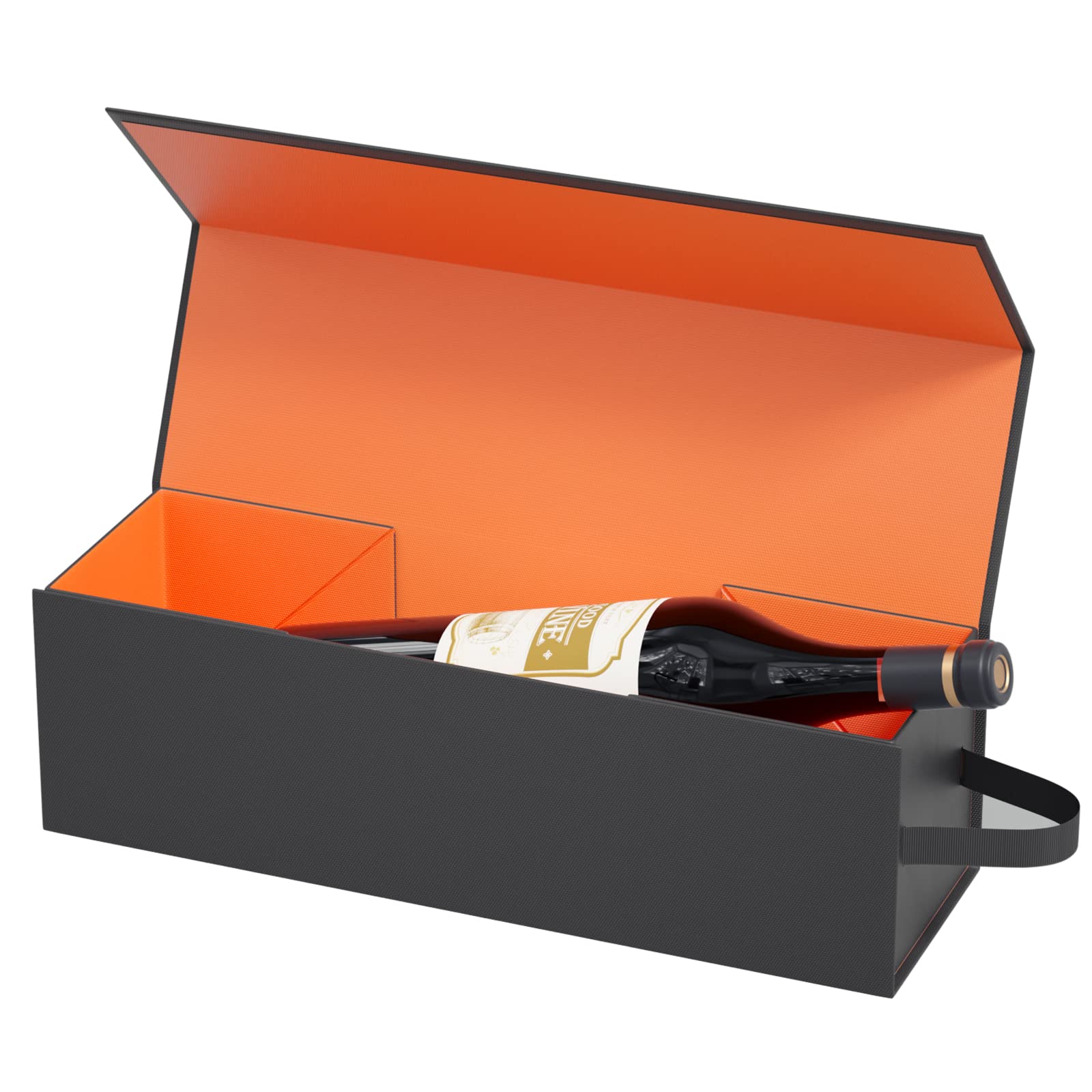 Wine Gift Box 12.8 x 3.8 x 3.8 in,Bottle Gift Box For Liquor Presents,For Wine and Champagne,Magnetic Collapsible Gift Box Wine Bottle Gift Packaging for Weddings,Anniversaries, Parties (Gold)