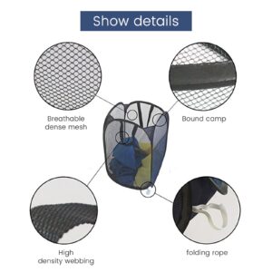 Mesh Pop up Laundry Hamper Foldable Small Clothes Storage easy to open and fold up forHome，travel