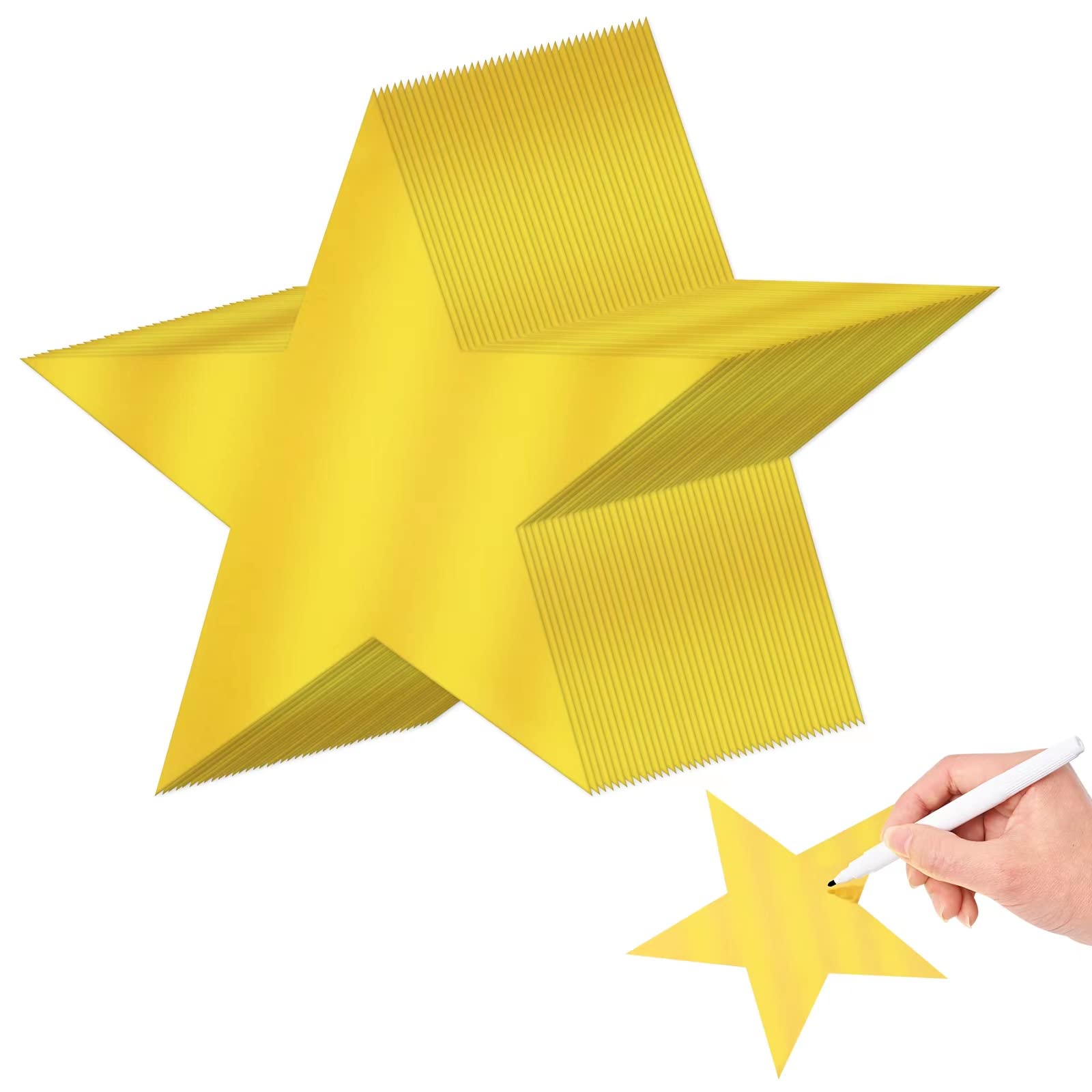 40 Pcs Metallic Star Cutouts Double Printed Paper Stars Decoration for Wedding Party Movie Night Party Supplies Bulletin Board Classroom Wall Party Decorations (Gold)