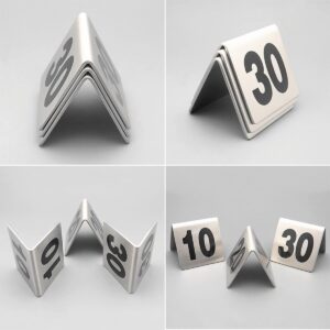 WEJUANR Table Numbers Stainless Steel, 1-25/50/100 Double Side Table Number Cards, Restaurant Seating Metal Stackable Table Numbers, Wedding Anniversary Events Party Supplies (Size : 1 to 100)