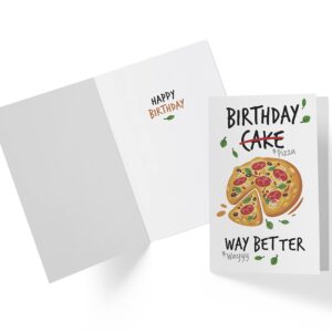 Karto Pizza Birthday Card For Men Women, Large 5.5 x 8.5 Happy Birthday Card For Him Her, Birthday Card For Husband, Birthday Card For Brother Sister, Nephew, Niece Pizza Cake