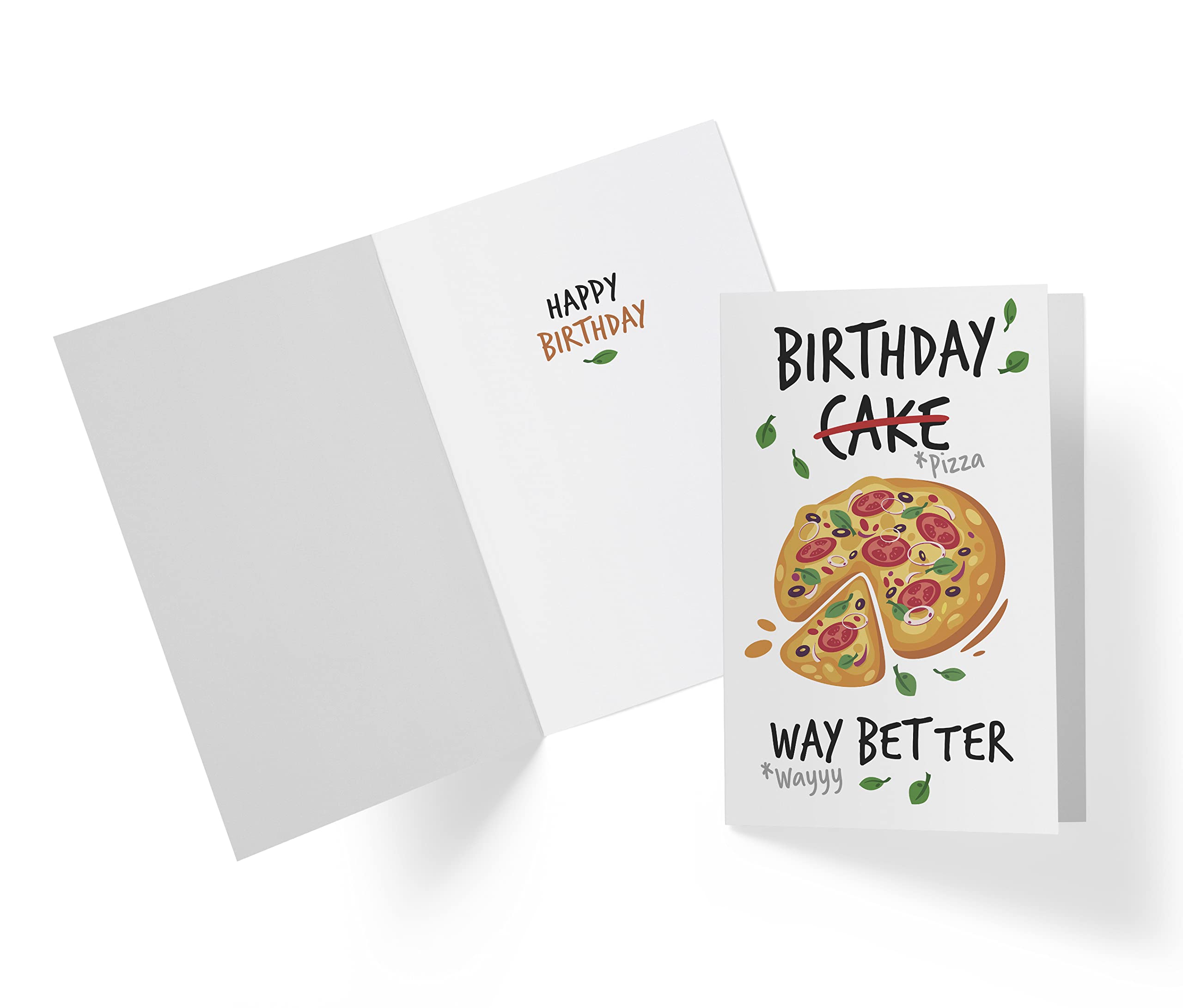 Karto Pizza Birthday Card For Men Women, Large 5.5 x 8.5 Happy Birthday Card For Him Her, Birthday Card For Husband, Birthday Card For Brother Sister, Nephew, Niece Pizza Cake