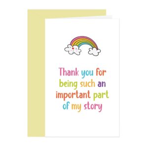 comting teacher thank you card, rainbow teaching assistant appreciation greeting card, thank you for being such an important part of my story