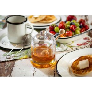 Tablecraft 11040 Honey Dipper Set, 4.88-inch Height, Clear Glass and Wood