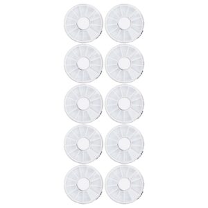 Dioche 10pcs Nail Art Storage Box, 12 Grids Round Dustproof Clear Jewelry Organize Container for Beads Earrings Pills