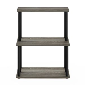 Furinno Turn-N-Tube 3-Tier Toolless Kitchen Storage Shelf, French Oak Grey/Black