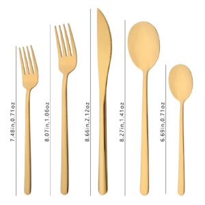 Uniturcky 50-Piece Flatware Silverware Cutlery Set for 10, Stainless Steel Utensils for Home Kitchen Restaurant Hotel, Include Knife Fork Spoon, Gold Mirror Finish, Ergonomic Design,Dishwasher Safe