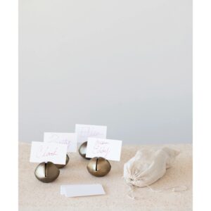 Creative Co-Op 2.5" Metal Bell Place Card Holders with Cards