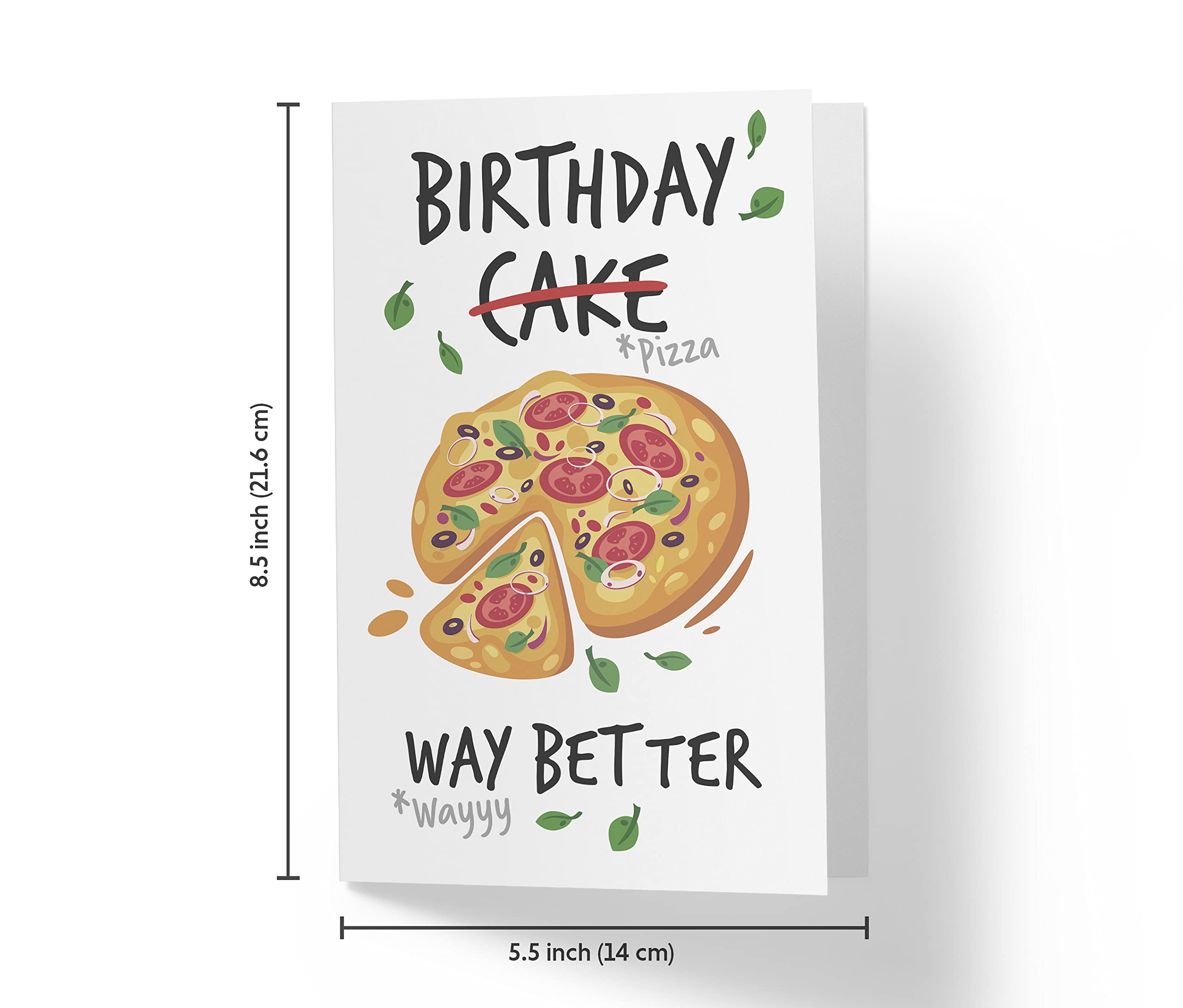 Karto Pizza Birthday Card For Men Women, Large 5.5 x 8.5 Happy Birthday Card For Him Her, Birthday Card For Husband, Birthday Card For Brother Sister, Nephew, Niece Pizza Cake