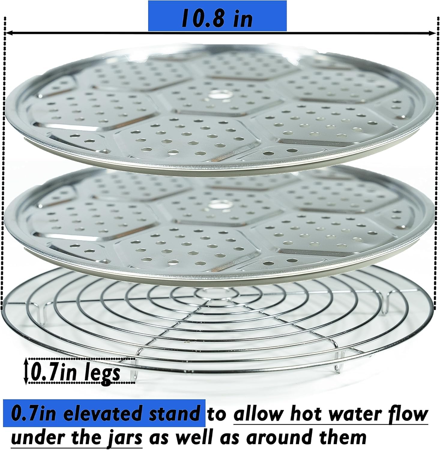 Canning Rack - Pot Rack - Canning Rack for Water Bath Canner Rack - Stainless Steel Rack - Canning Pot Rack - Canning Rack for Stock Pot - Pressure Canner Rack-10.8in 2 Canning Supplies Rack & 1 Base