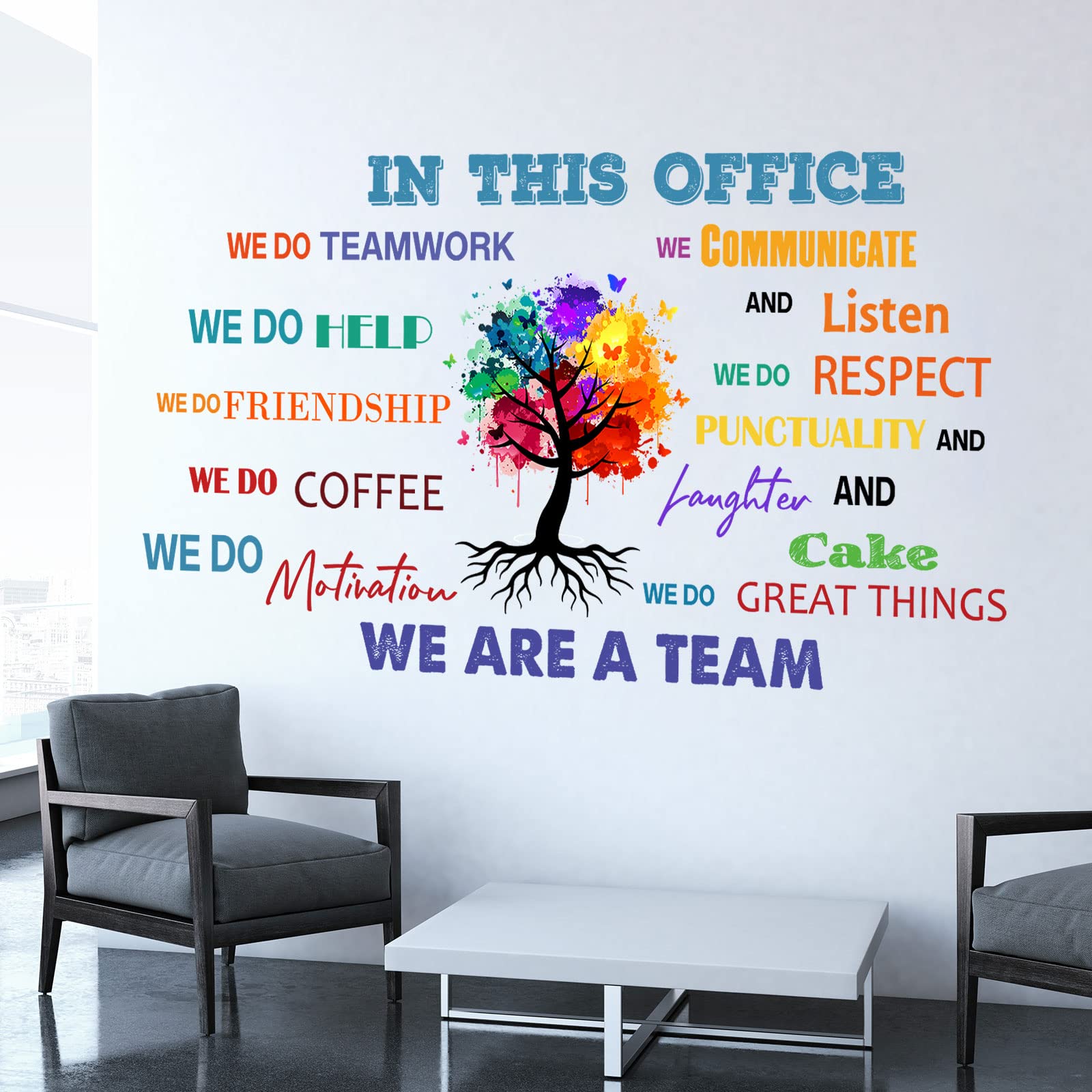 Office Inspirational Wall Decals Office Wall Decor for Office Quotes Positive Sayings Peel and Stick Office Stickers Motivational Teamwork Wall Decals Company Art We are A Team Gift (Elegant Style)