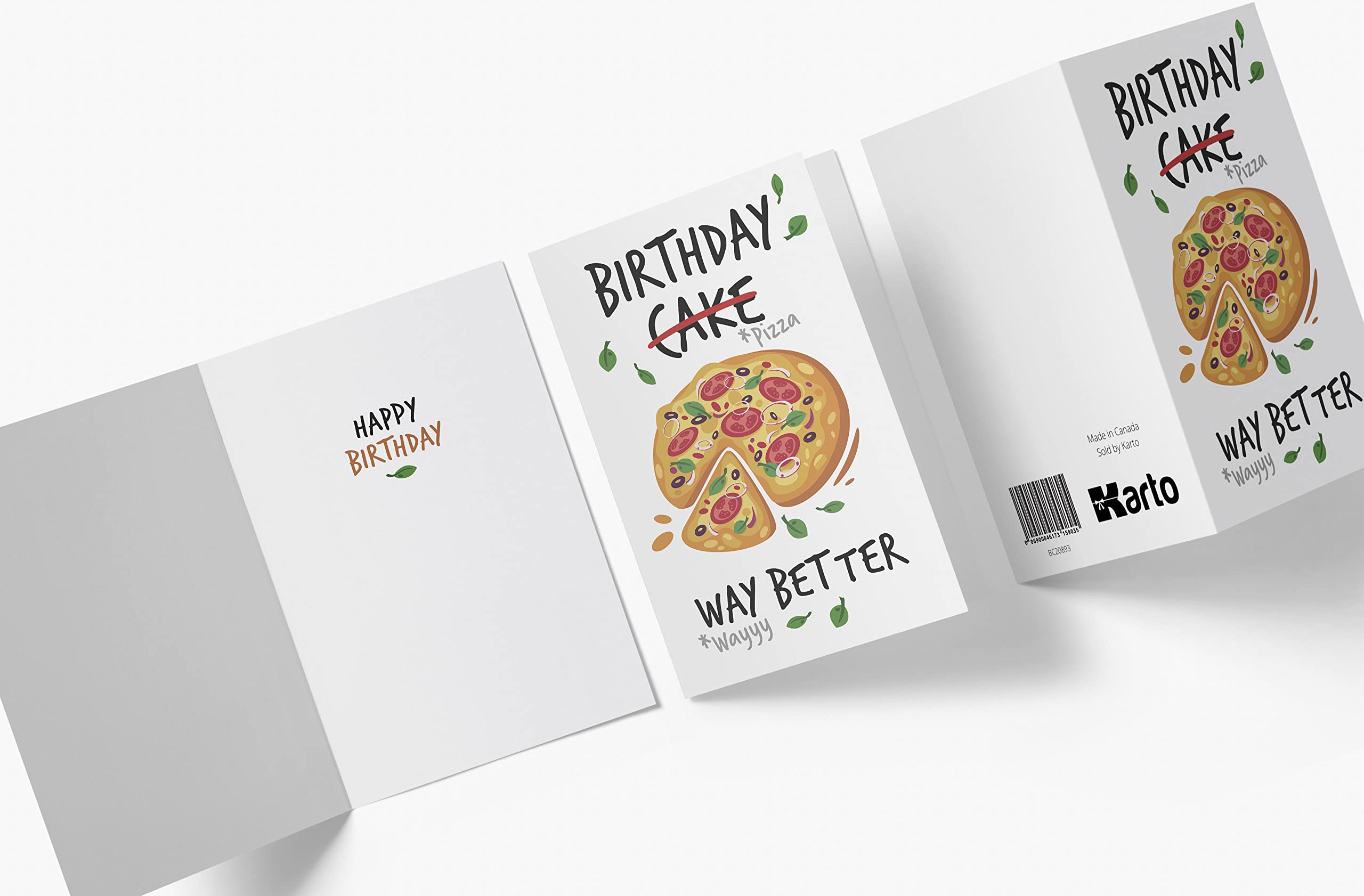 Karto Pizza Birthday Card For Men Women, Large 5.5 x 8.5 Happy Birthday Card For Him Her, Birthday Card For Husband, Birthday Card For Brother Sister, Nephew, Niece Pizza Cake