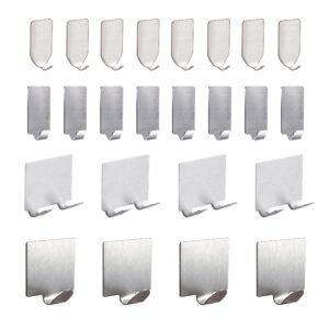 24 Pcs Heavy Duty Adhesive Hooks, Wall Adhesive Hooks, Stainless Steel Hooks for Home, Bathroom, Kitchen, Office, Living Room