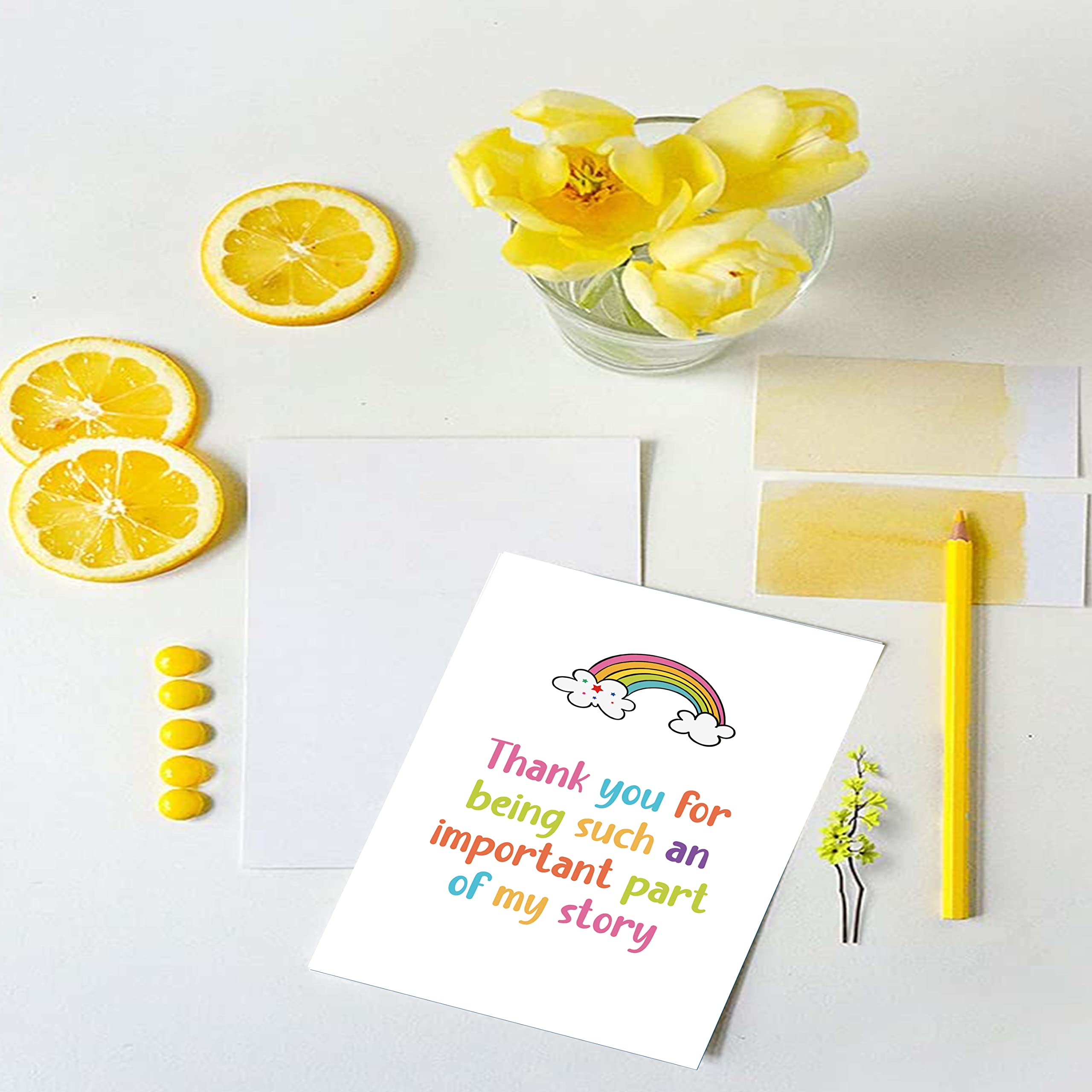 Comting Teacher Thank You Card, Rainbow Teaching Assistant Appreciation Greeting Card, Thank You for Being Such An Important Part of My Story