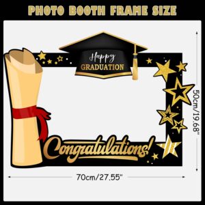 Black and Gold Graduation Decorations Class of 2025 Photo Booth Props Black Congratulations Graduation Frame and Photo Props for Graduation Party Supplies