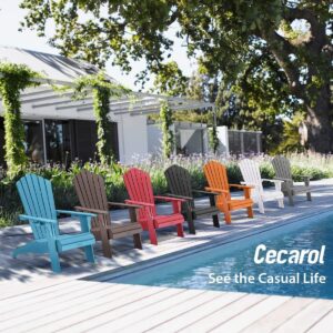 Cecarol Oversized Adirondack Chair Plastic, Outdoor Fire Pit Chair with Cup Holder, Adirondack Patio Chair Weather Resistant for Outside, Porch, Lawn, Garden- AC01, Blue