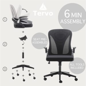 Tervo Model S | Folding Office Chair for Small Spaces | Gaming Chair for Adults & Kids | Ergonomic Mesh Computer Chair for Bedroom | Desk Chair for Home Work | (Triple Black)