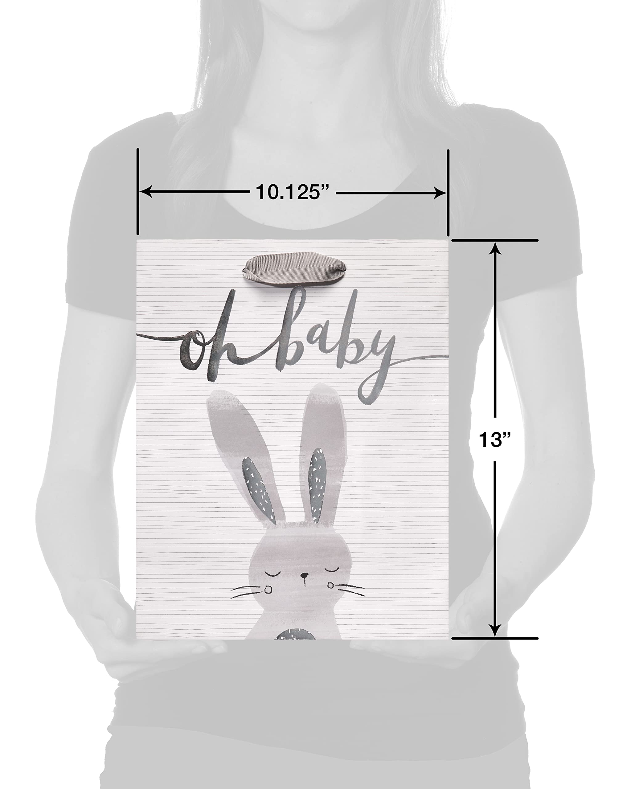 Papyrus 13" Large Gift Bag (Rabbit) for Baby Showers, New Baby, Baptisms, Christenings and All Baby Occasions (1 Bag)