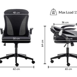 Tervo Model S | Folding Office Chair for Small Spaces | Gaming Chair for Adults & Kids | Ergonomic Mesh Computer Chair for Bedroom | Desk Chair for Home Work | (Triple Black)