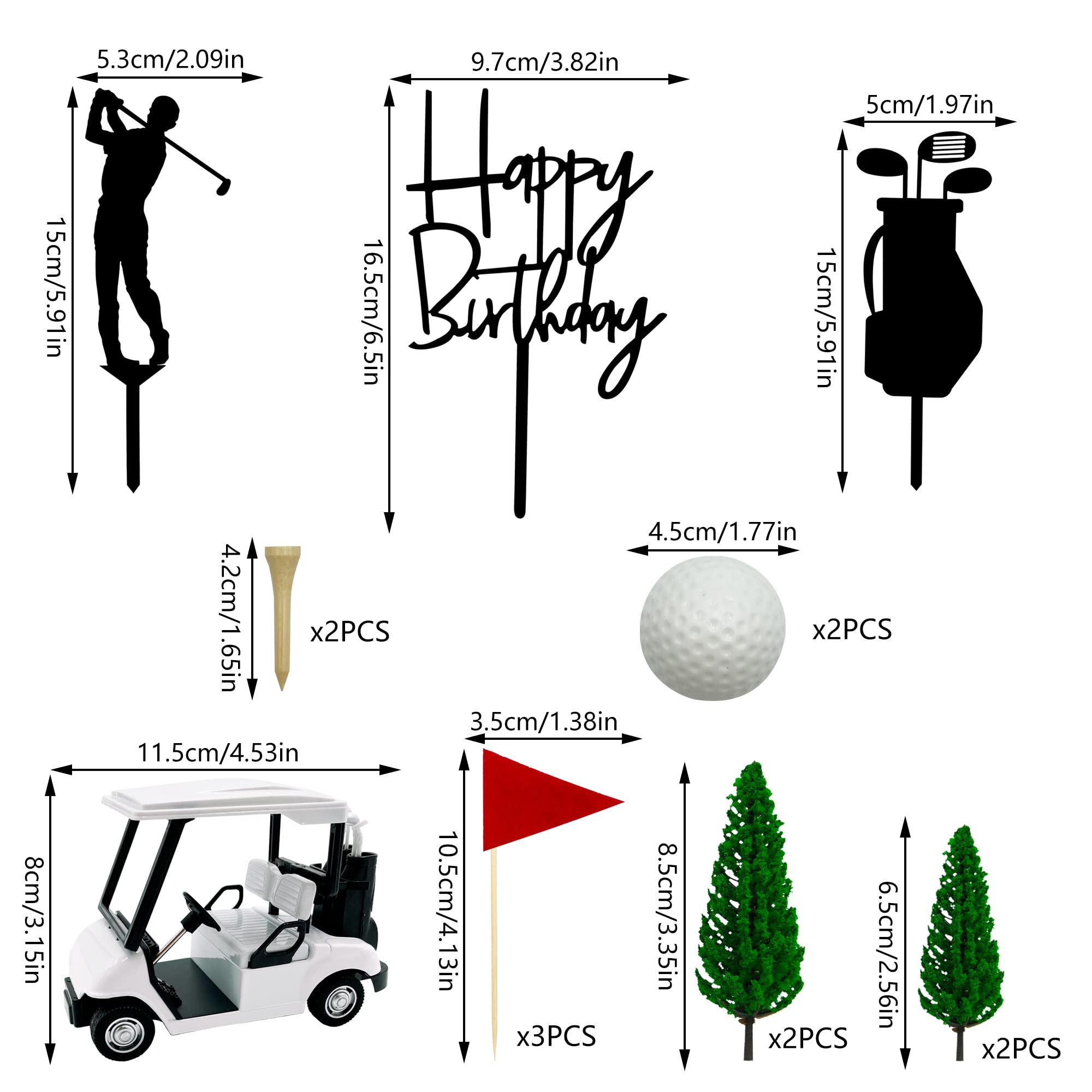 Golf Cake Decorations Golf Cart Cake Toppers Heading for The Green Cake Topper for Golfers with Cart Flag Golf Ball for Golf Theme Party Supplies (White)