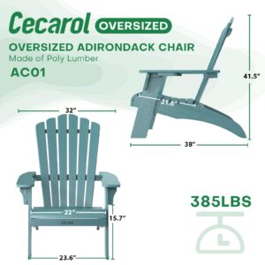 Cecarol Oversized Adirondack Chair Plastic, Outdoor Fire Pit Chair with Cup Holder, Adirondack Patio Chair Weather Resistant for Outside, Porch, Lawn, Garden- AC01, Blue