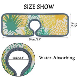 Vantaso 2PCS Faucet Absorbent Mat, Funny Pineapple Washable Sink Drip Catcher, Kitchen Bath Countertop Sinkmat Microfiber Drying Mats