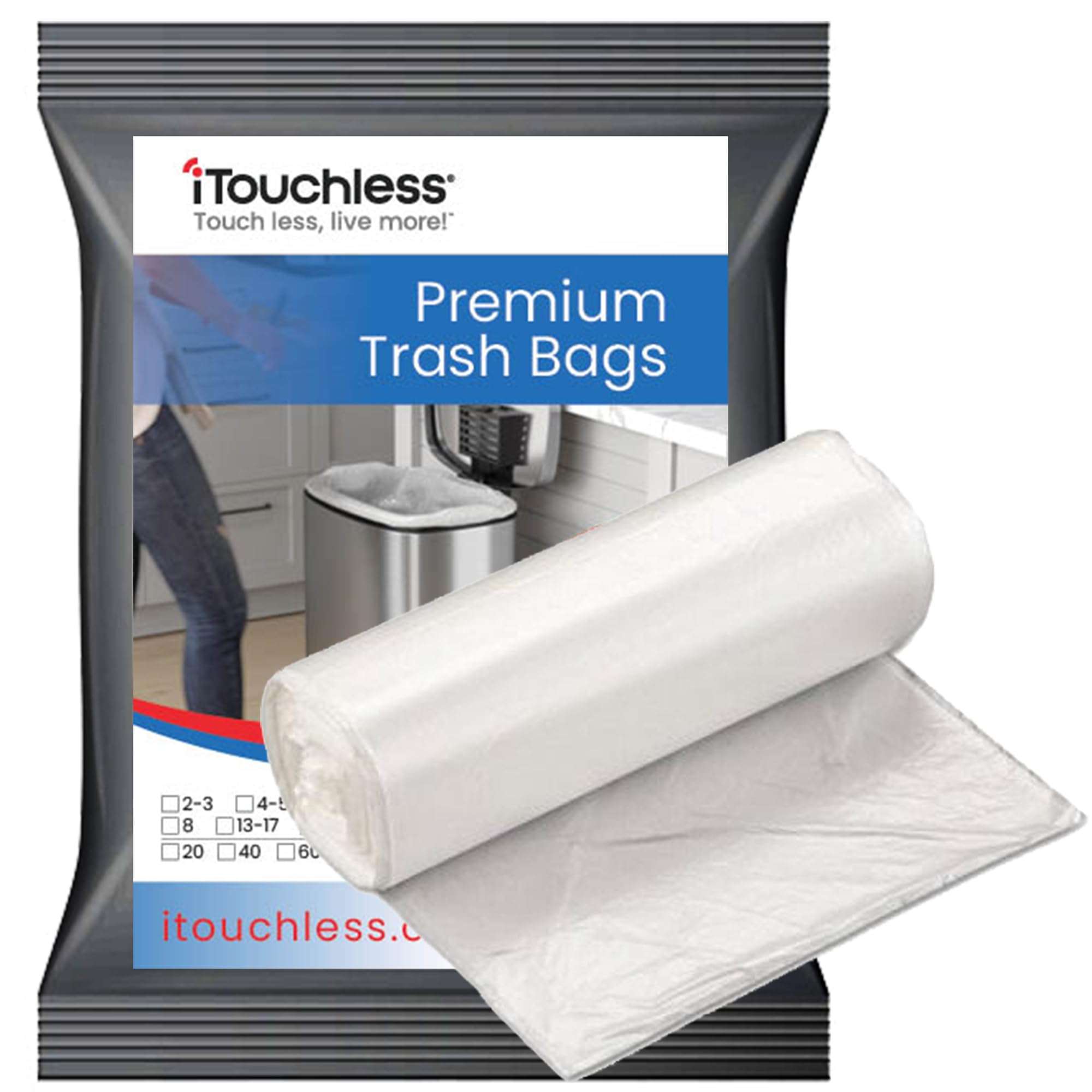 iTouchless Fits 2-6 Gallon Garbage, Trash Can Bags for 2-6 Gal, 50 Count