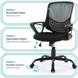 Office Chair Ergonomic Computer Chair Mesh Back Desk Chair Mid Back Task Chair with Armrests/Height Adjustable for Home Office Gaming