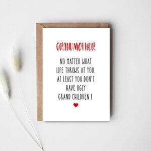 Decolove Grandmother Card - No Matter What Life Throws At You - Cheeky Birthday Card For Grandmother - Funny Greeting Card For Grandmother