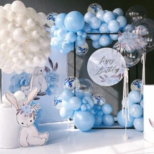 Blue Confetti Latex Balloons, 50pcs 10 Inch Latex Party Balloons with Blue Confetti for Party Decorations, Wedding & Bridal,Baby Shower (Confetti blue)