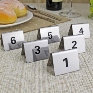 WEJUANR Table Numbers Stainless Steel, 1-25/50/100 Double Side Table Number Cards, Restaurant Seating Metal Stackable Table Numbers, Wedding Anniversary Events Party Supplies (Size : 1 to 100)