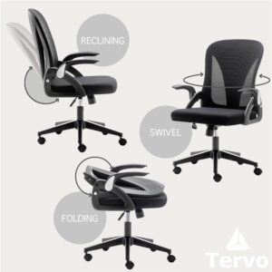 Tervo Model S | Folding Office Chair for Small Spaces | Gaming Chair for Adults & Kids | Ergonomic Mesh Computer Chair for Bedroom | Desk Chair for Home Work | (Triple Black)