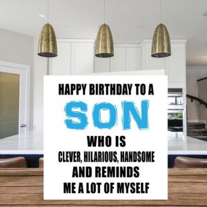 Funny Birthday Cards for Son - Smart, Funny, Good Looking Just Like Me - Joke Happy Birthday Card for Son from Mom or Dad, Son Birthday Gifts, 5.7 x 5.7 Inch Birthday Greeting Cards Gift for Son