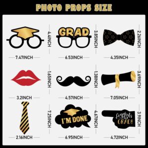 Black and Gold Graduation Decorations Class of 2025 Photo Booth Props Black Congratulations Graduation Frame and Photo Props for Graduation Party Supplies