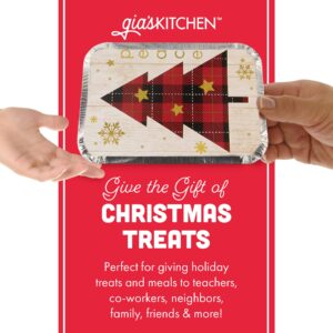 Gia's Kitchen Aluminum Pans with Lids, Set of 12 Christmas Tins - Heavy Duty Foil Pans with Lids, Ideal for Leftovers, Holiday Cookie Gifts - Assorted Traditional Foil, Rectangular (24 Piece Set)